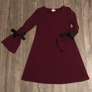 Maroon long sleeved shirt dress